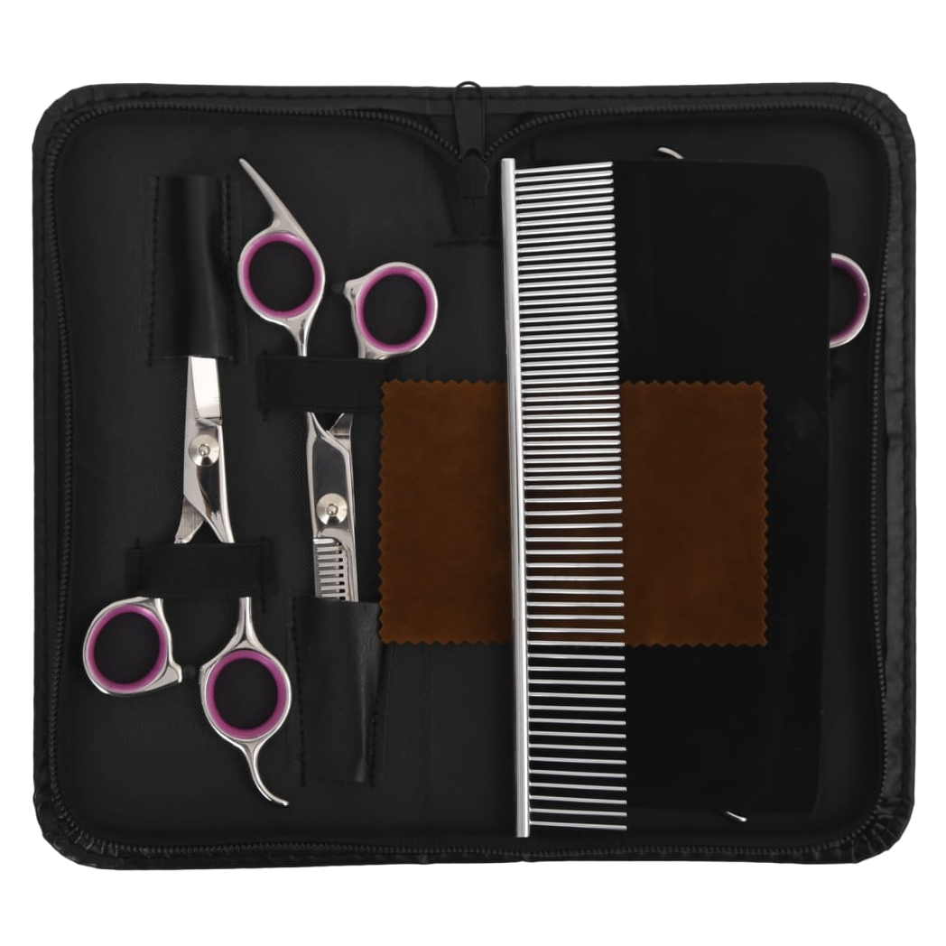 vidaXL 5-Piece Dog Grooming Scissors Set Stainless Steel Ergonomic Design