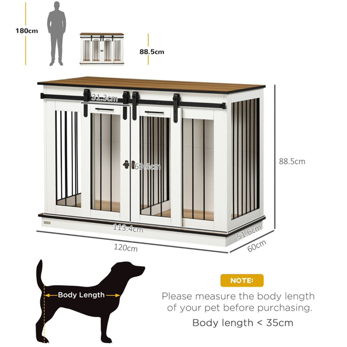 Versatile Dog Crate with Divider & Stylish Top Table – Perfect Pet Haven!