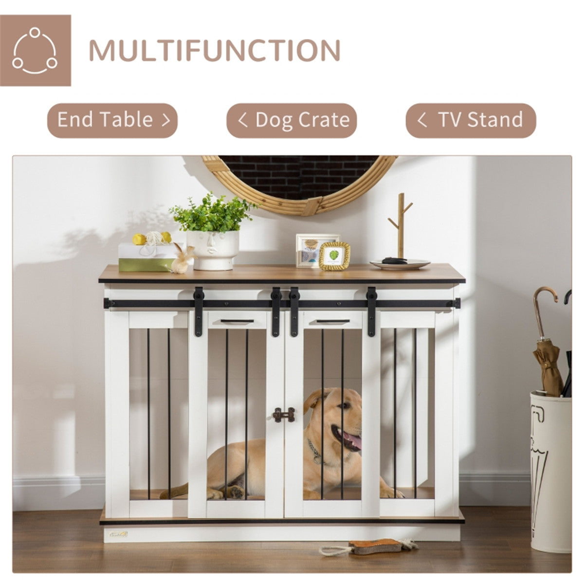 Versatile Dog Crate with Divider & Stylish Top Table – Perfect Pet Haven!