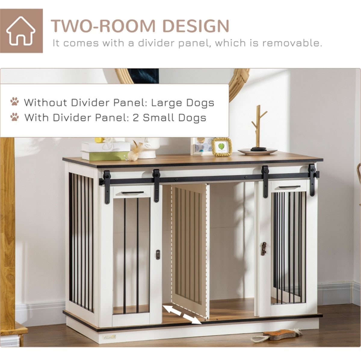 Versatile Dog Crate with Divider & Stylish Top Table – Perfect Pet Haven!