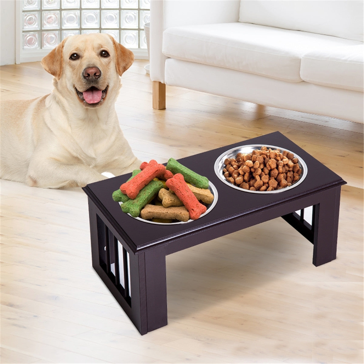 Ergonomic Raised Dog Feeder with Storage for Large Breeds - Durable & Stylish