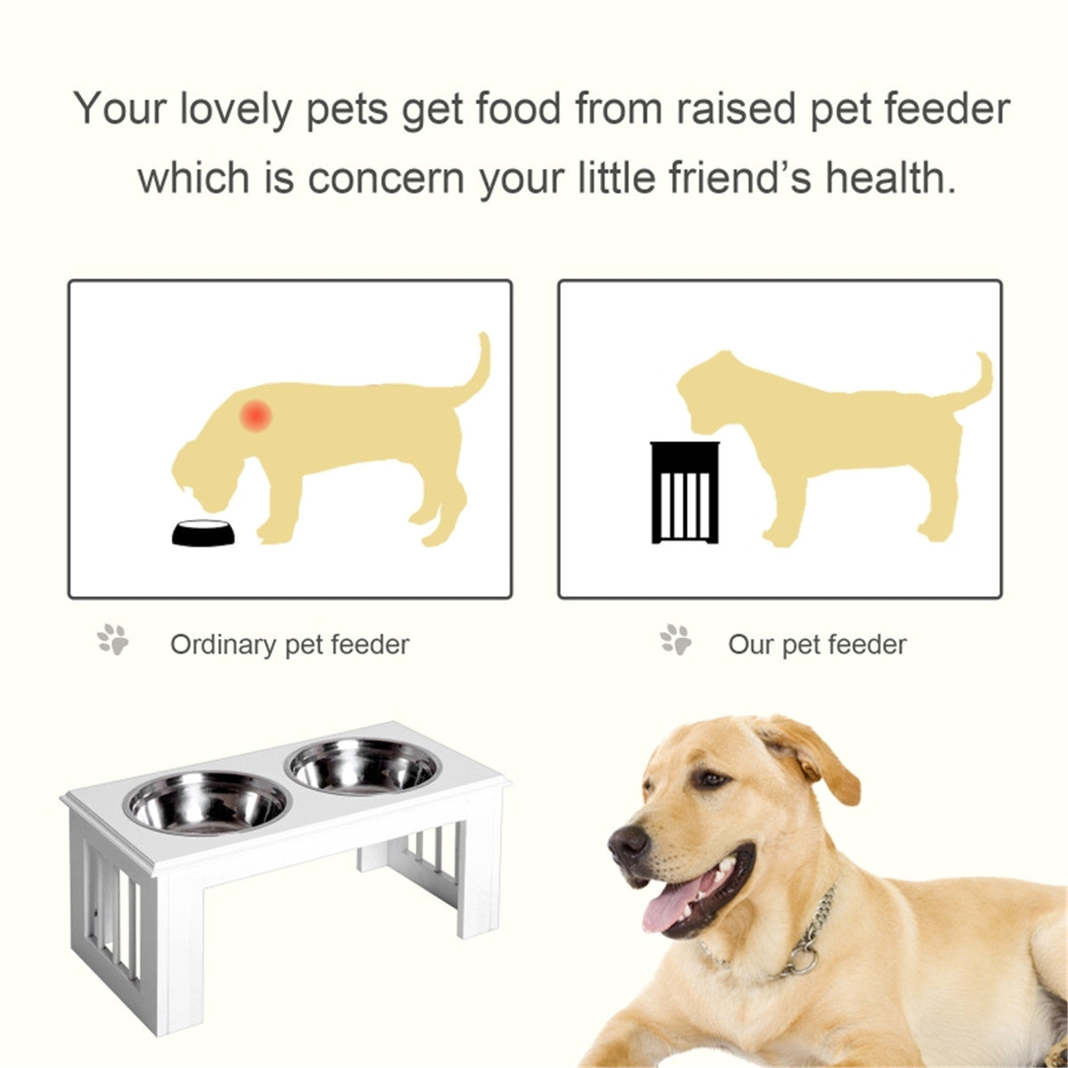 Elevated Stainless Steel Pet Feeder with Non-Slip Design - PawHut