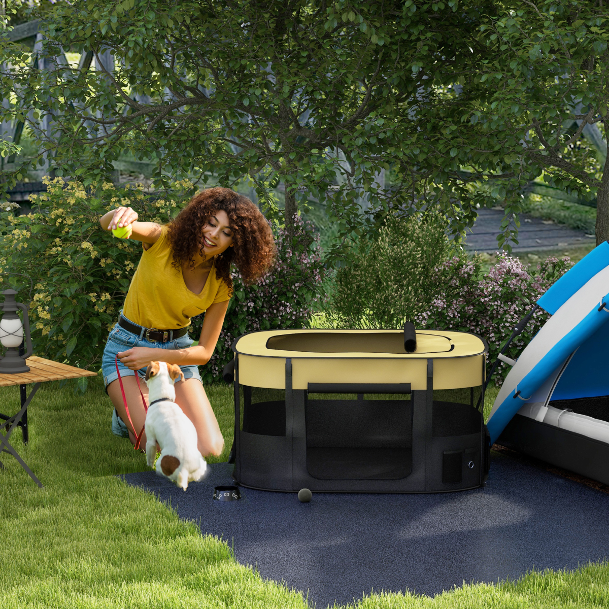 PawHut Portable Pet Playpen - Mesh Windows & Foldable Design for Easy Travel