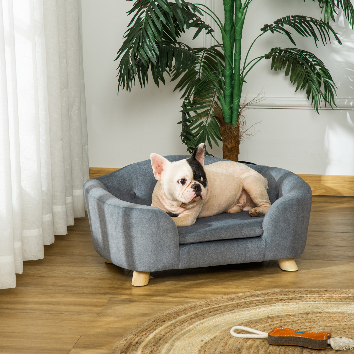 Cozy Pet Sofa for Small Dogs - Plush, Washable, Durable & Stylish Grey Design