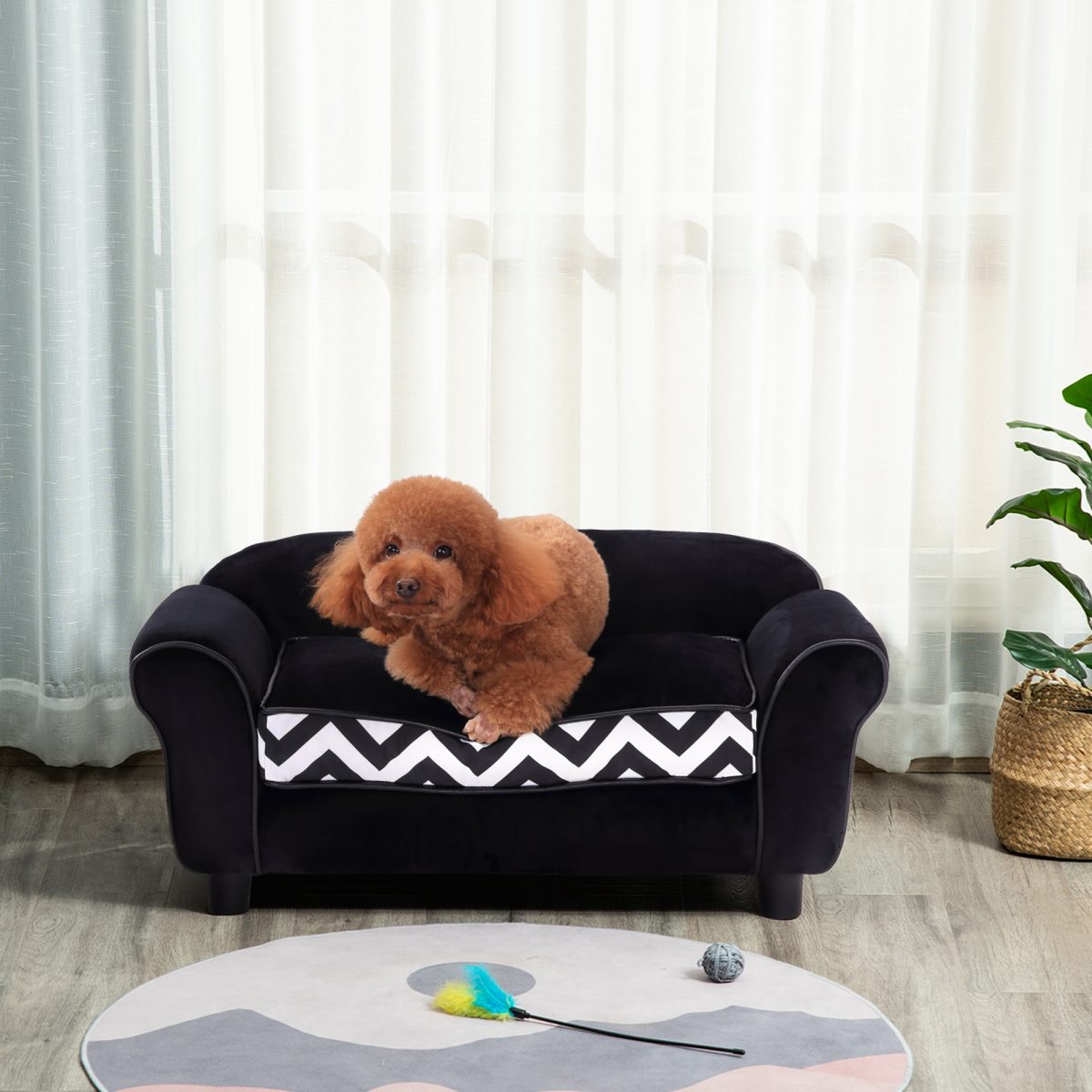 Chic Pet Sofa for XS Dogs & Cats - Removable Cushion, Plush Comfort - Black