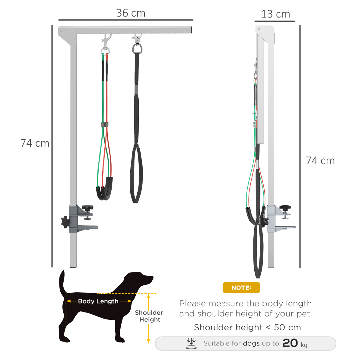 Adjustable Pet Grooming Arm Foldable Grooming Holder w/ Clamp, for Medium Dogs