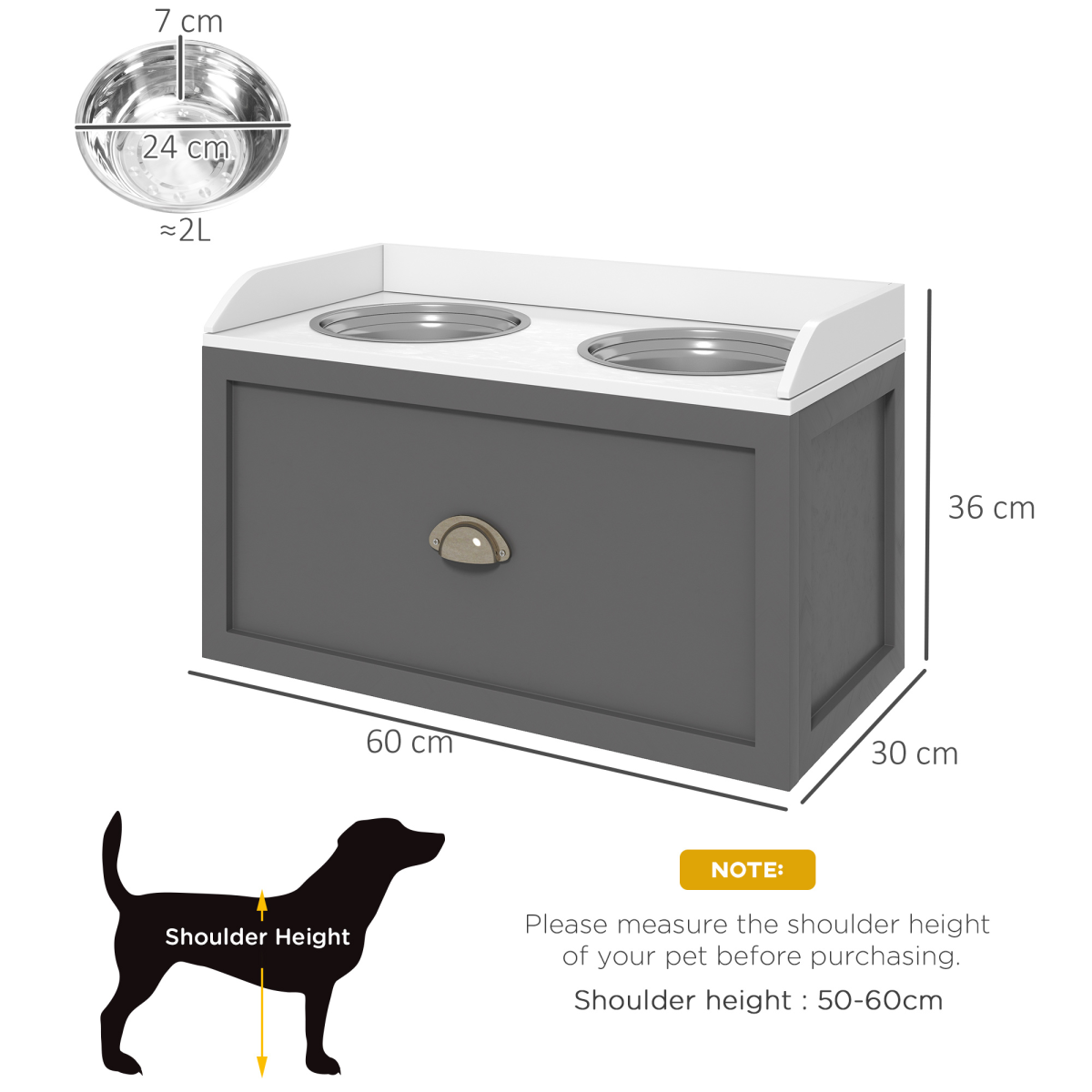 PawHut Elevated Dog Bowl with 21L Storage - Comfort & Style for Large Dogs!