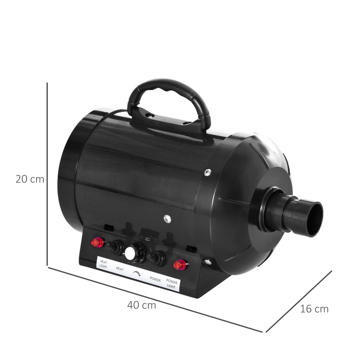 High-Power 2800W Pet Hair Dryer with 3 Nozzles - PawHut Grooming Blaster