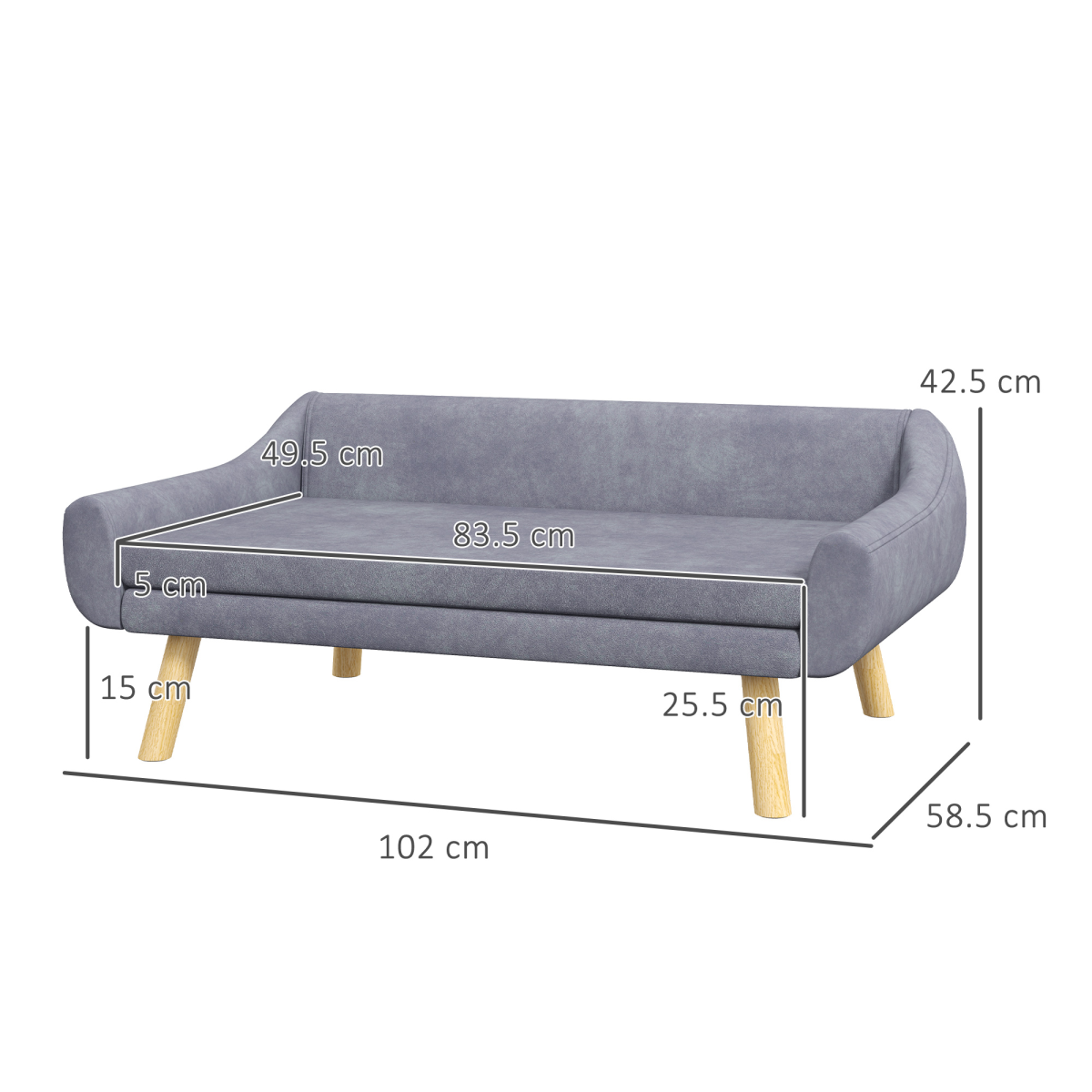 Chic PawHut Dog Sofa Bed: Cozy Cushion & Stylish Wooden Frame for Pets