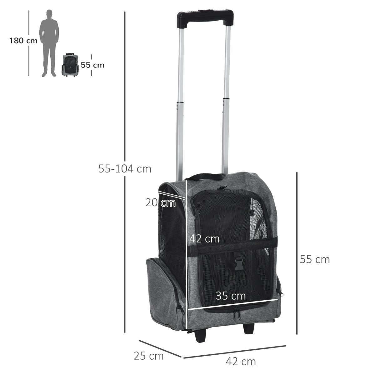 Versatile Pet Travel Carrier Backpack & Trolley - Comfort on the Go!