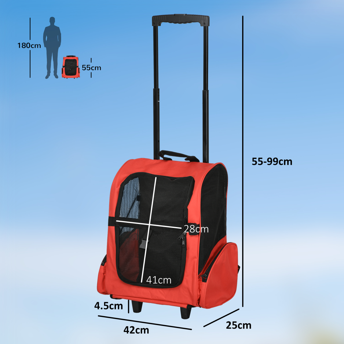 Versatile Pet Travel Backpack: Trolley-Style Carrier for Cats & Dogs