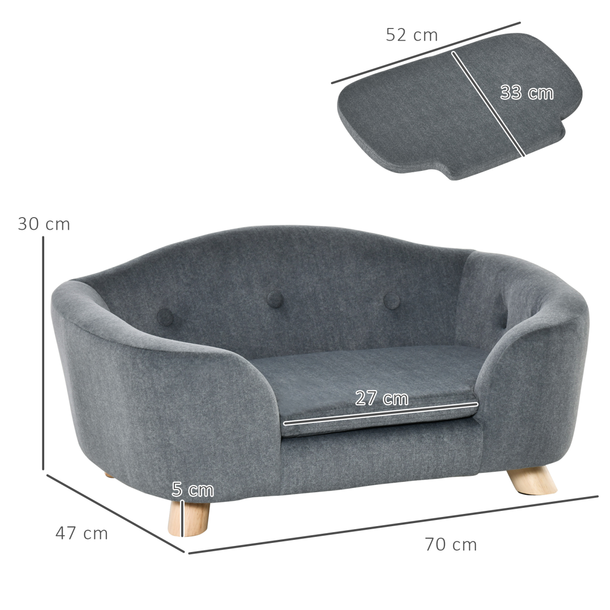 Cozy Pet Sofa for Small Dogs - Plush, Washable, Durable & Stylish Grey Design