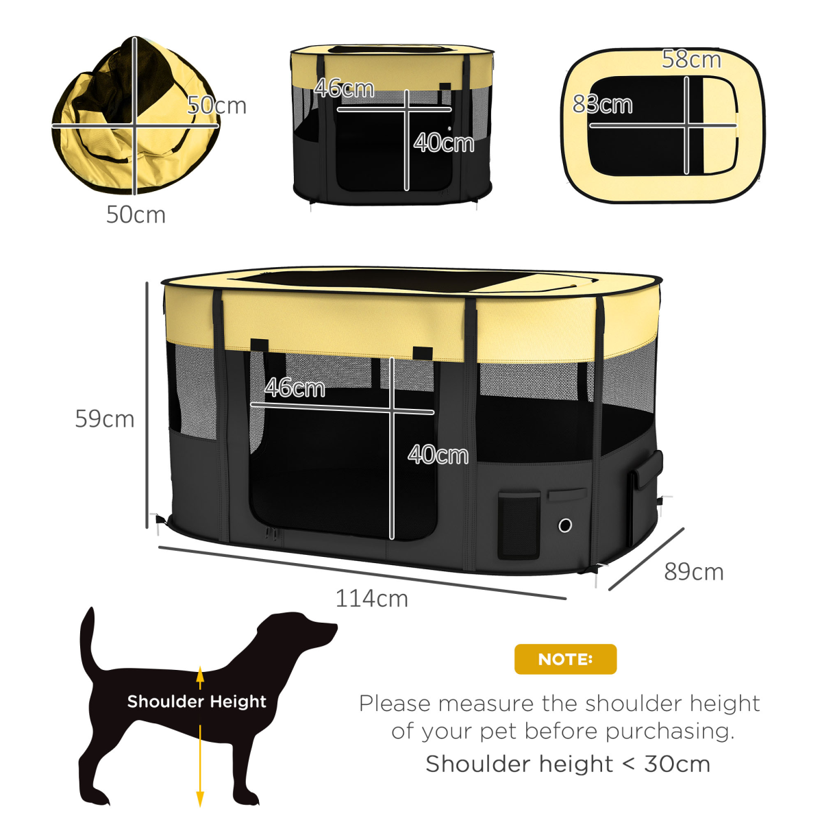 PawHut Portable Pet Playpen - Mesh Windows & Foldable Design for Easy Travel
