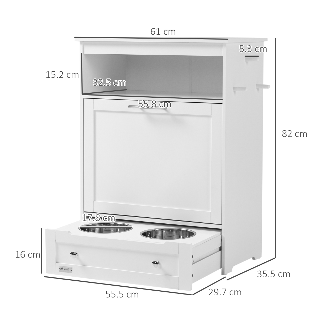 PawHut Deluxe Pet Feeder Station: Stylish Storage & Feeding Solution for Pets