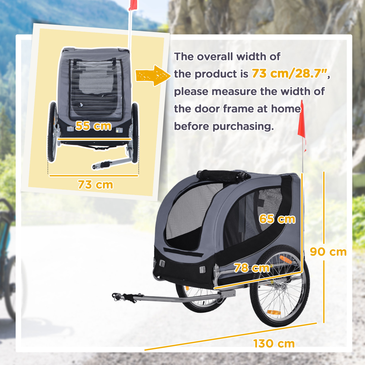 PawHut Steel Grey Pet Bicycle Trailer: Stylish, Spacious & Weather Resistant!
