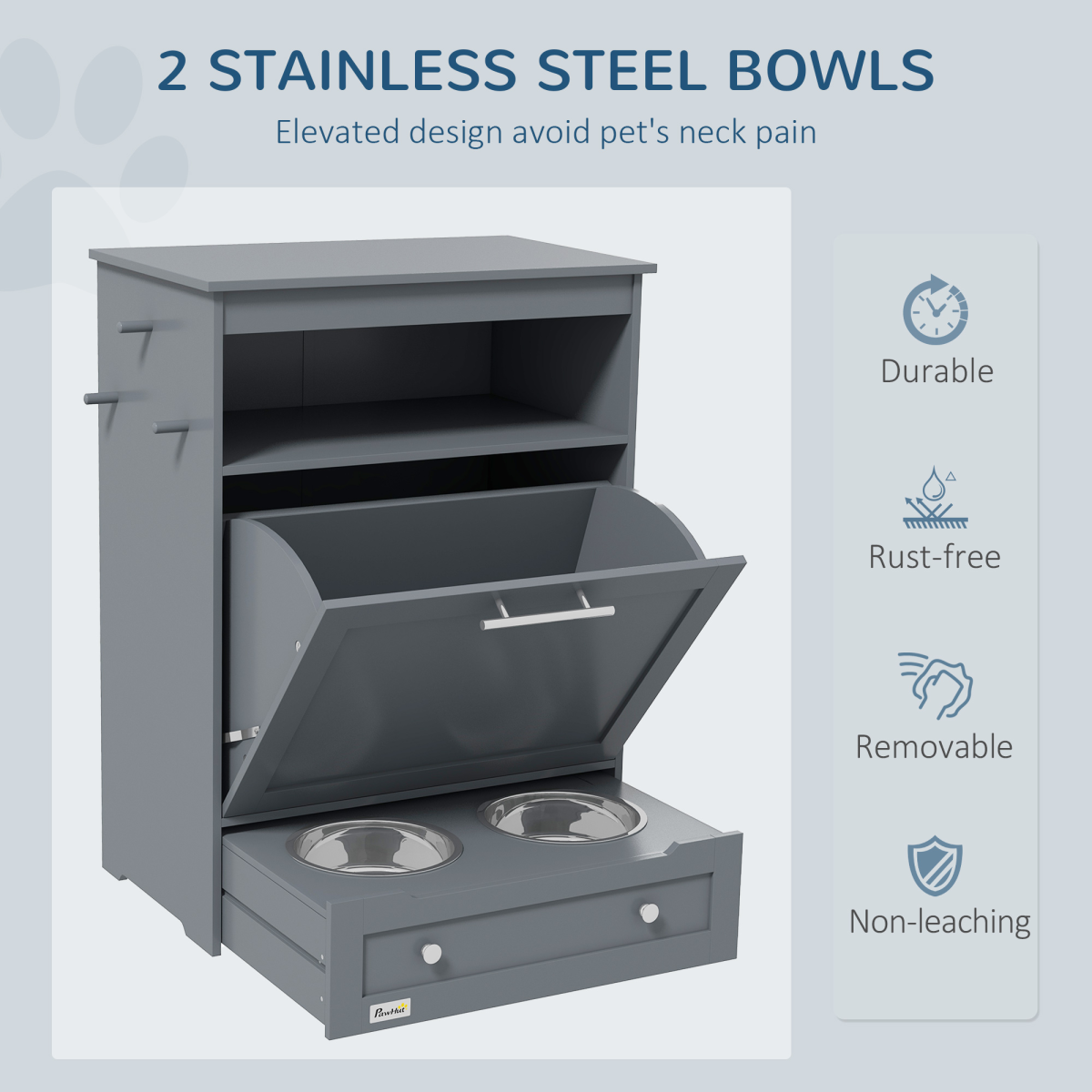 PawHut Pet Feeder Station: All-in-One Food Storage & Feeding Cabinet