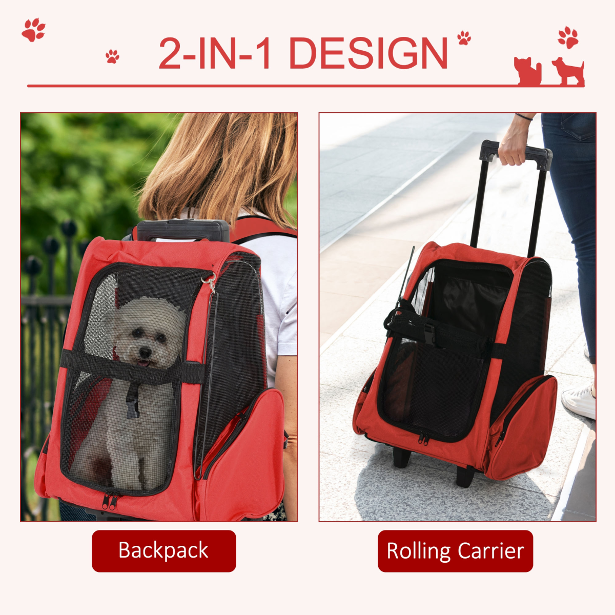 Versatile Pet Travel Backpack: Trolley-Style Carrier for Cats & Dogs