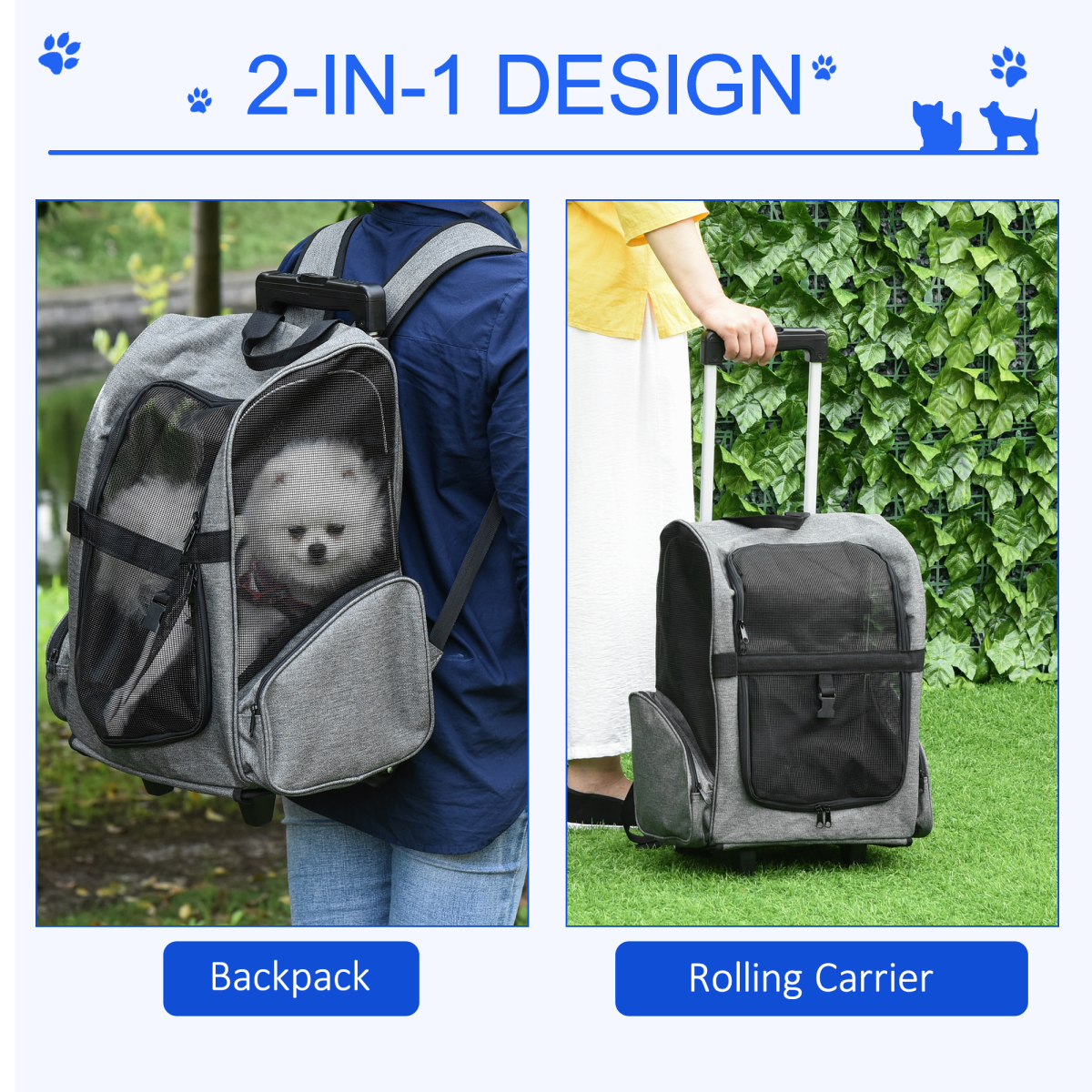 Versatile Pet Travel Carrier Backpack & Trolley - Comfort on the Go!