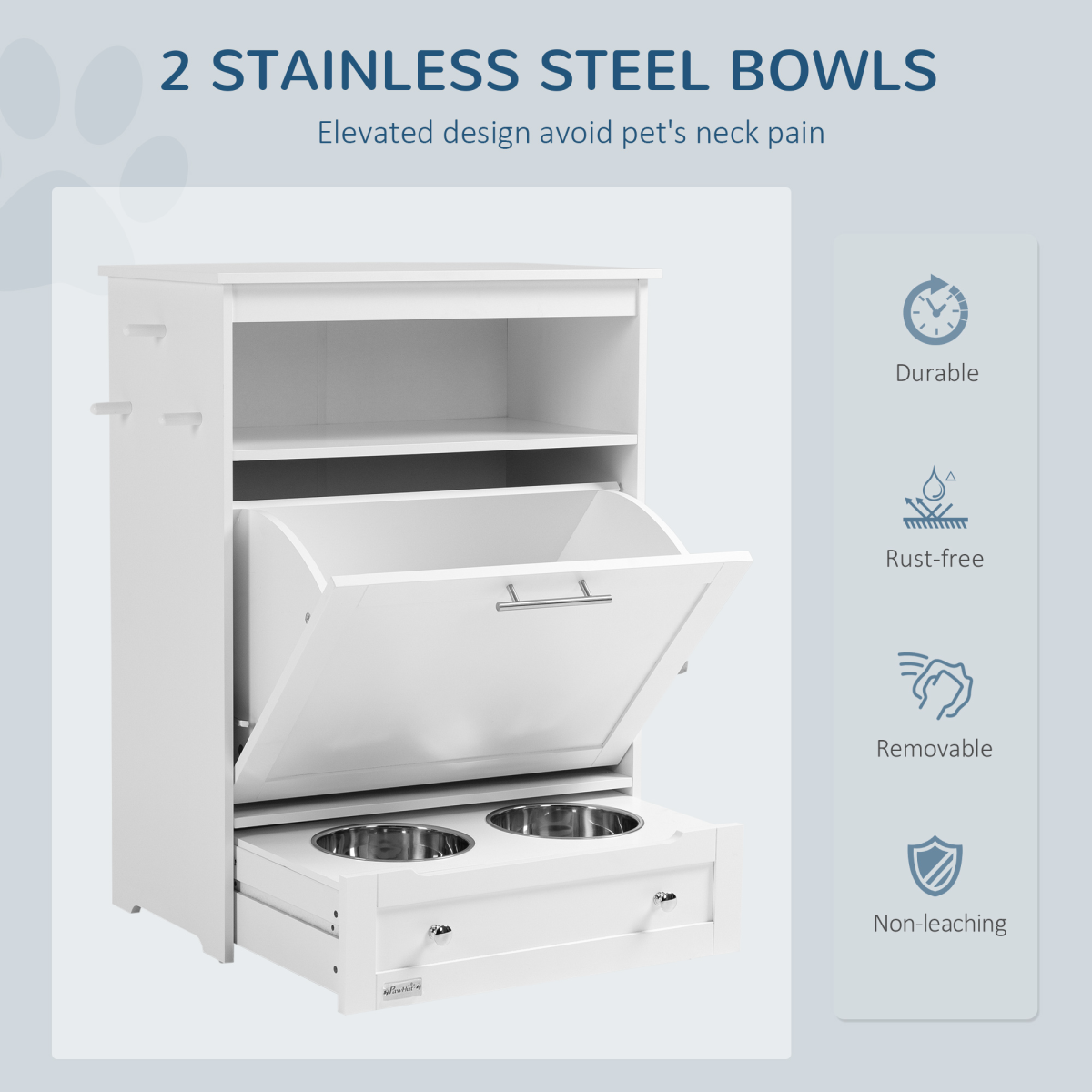 PawHut Deluxe Pet Feeder Station: Stylish Storage & Feeding Solution for Pets