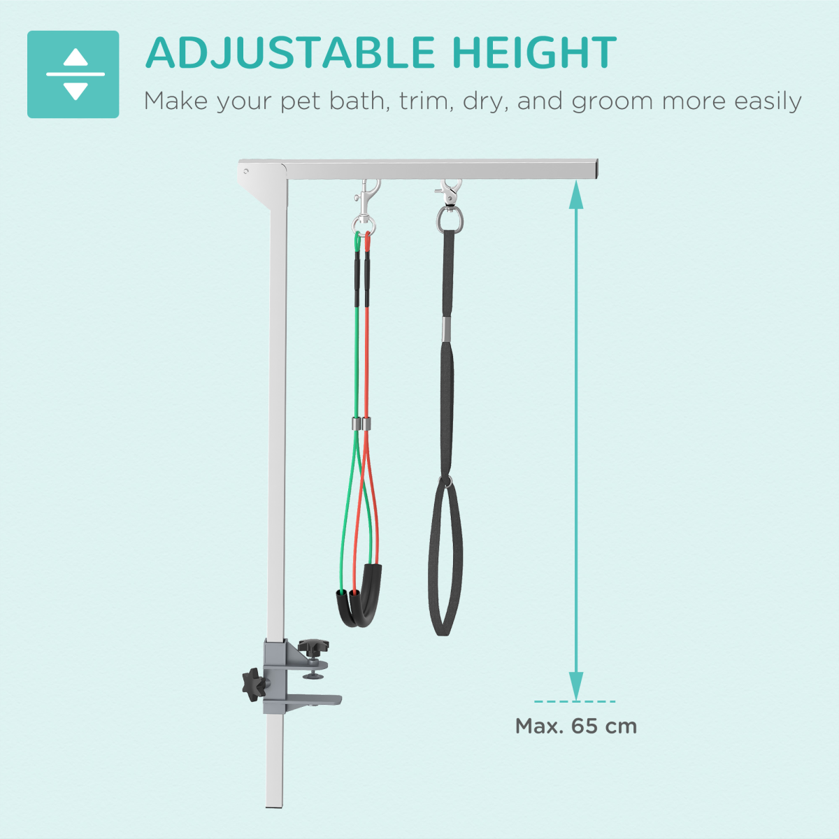 Adjustable Pet Grooming Arm Foldable Grooming Holder w/ Clamp, for Medium Dogs