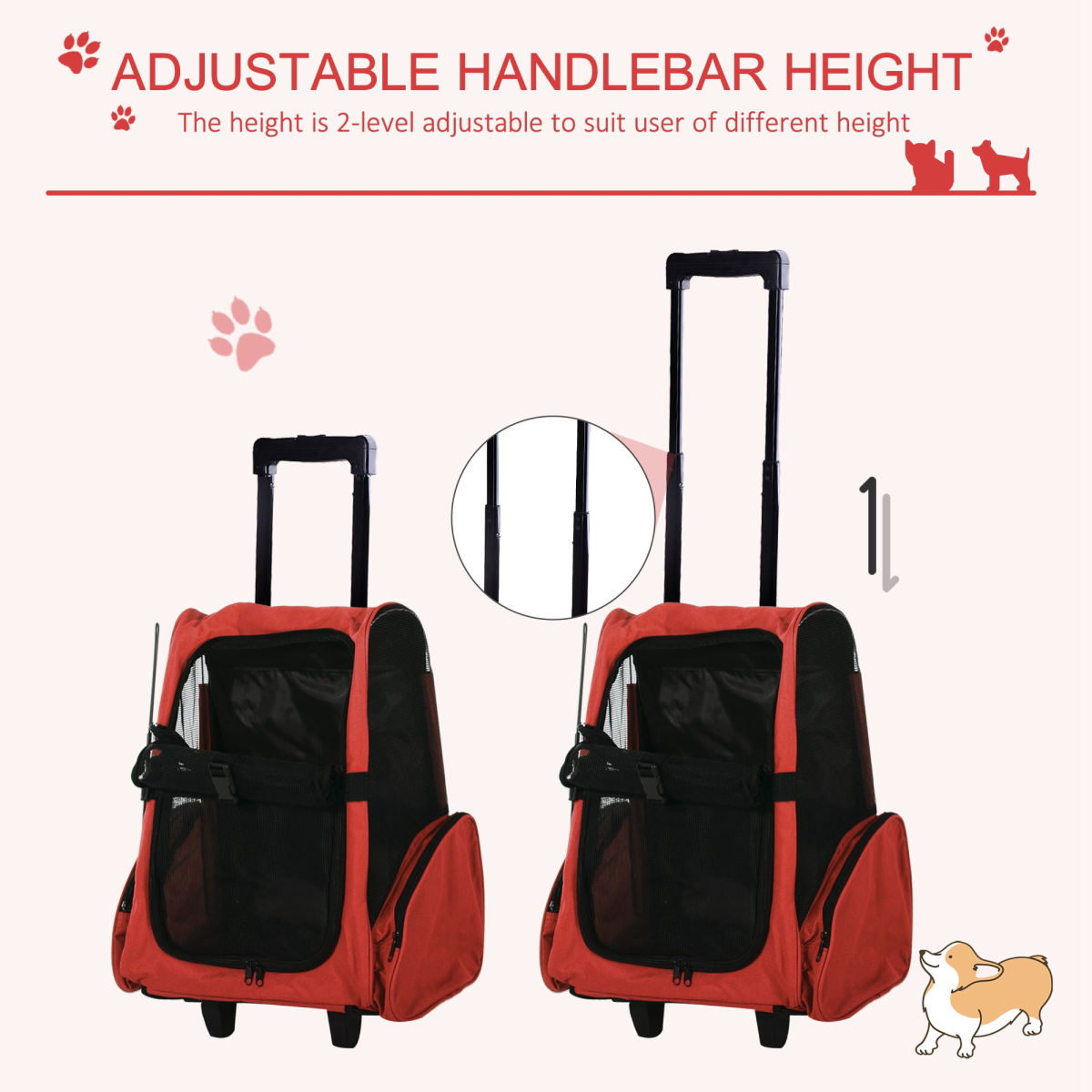 Versatile Pet Travel Backpack: Trolley-Style Carrier for Cats & Dogs