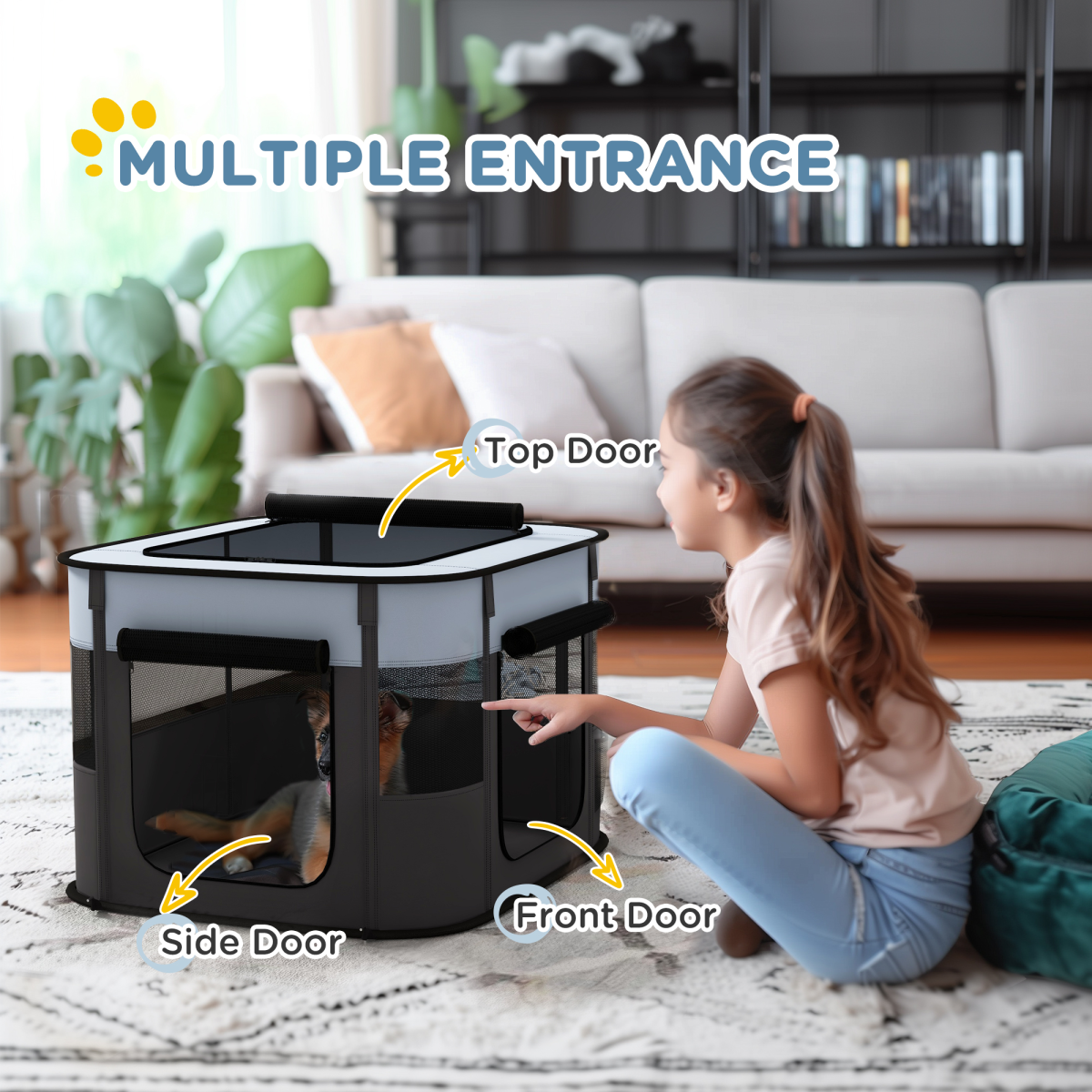 PawHut Portable Pet Playpen - Versatile Fence for Puppies, Rabbits, and Kittens