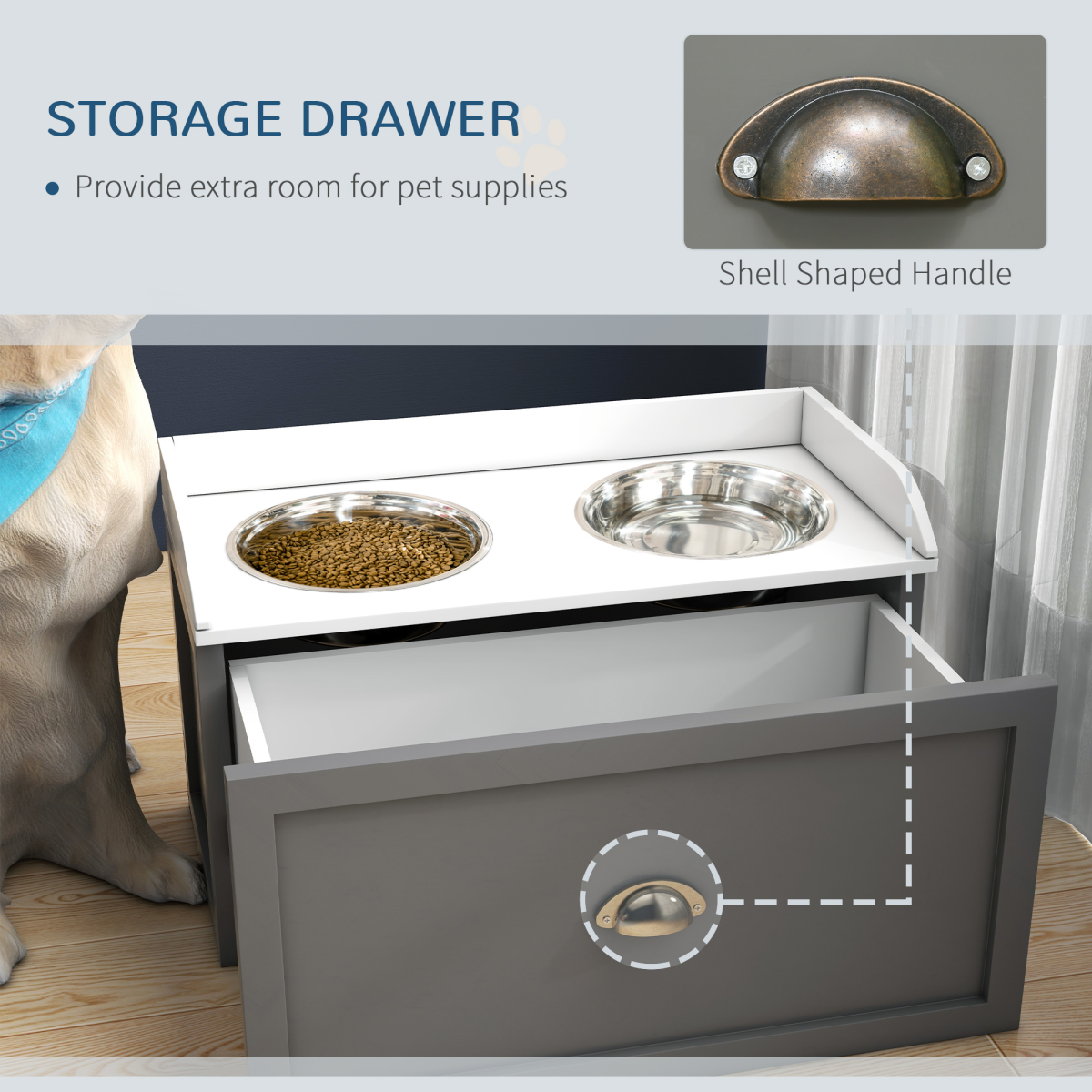 PawHut Elevated Dog Bowl with 21L Storage - Comfort & Style for Large Dogs!