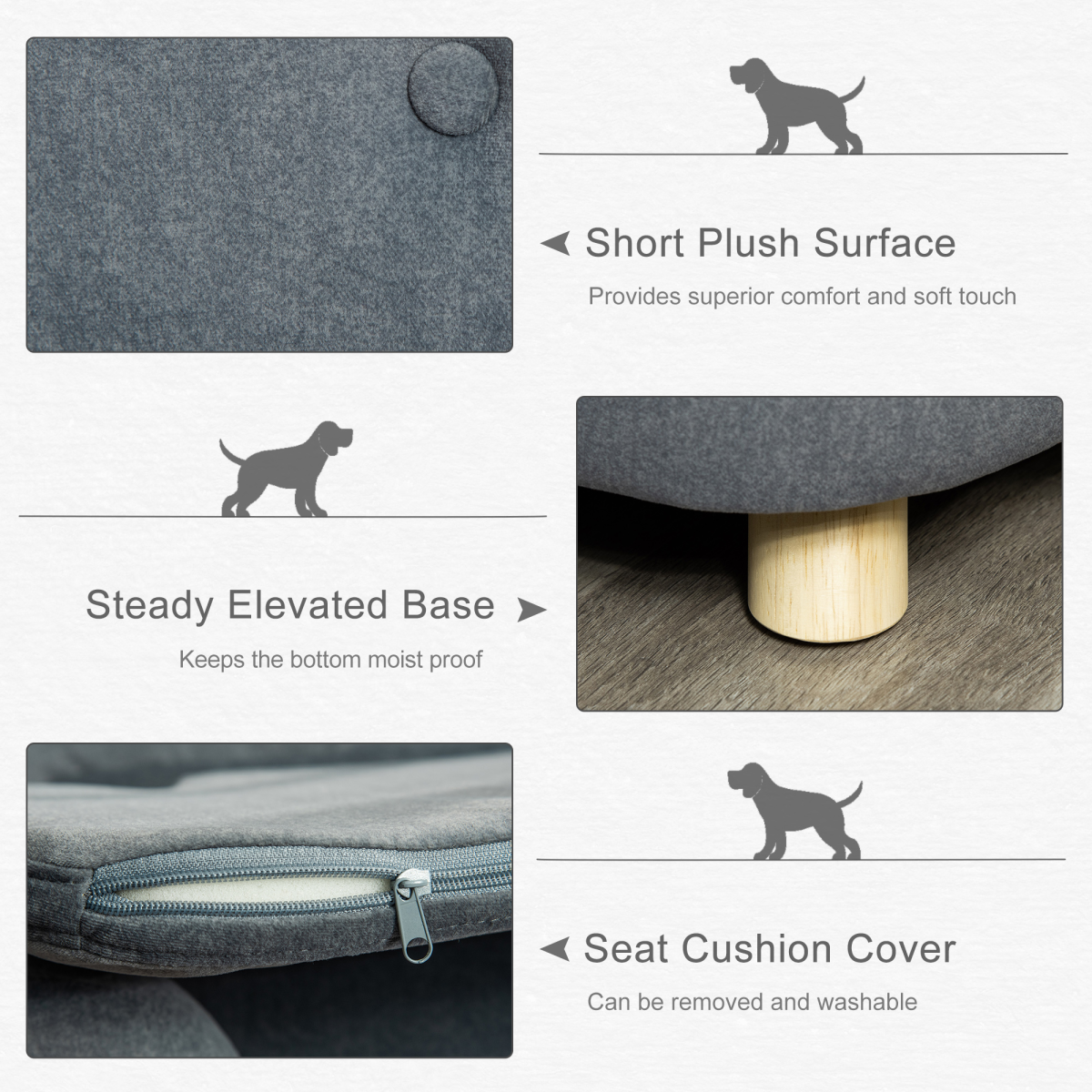 Cozy Pet Sofa for Small Dogs - Plush, Washable, Durable & Stylish Grey Design