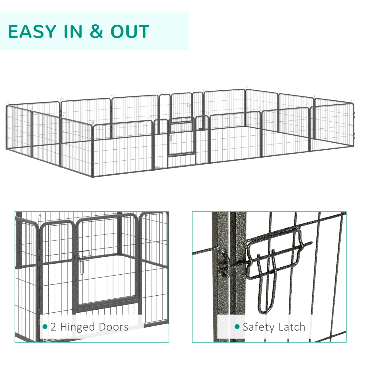Flexible 16-Panel Heavy Duty Dog Playpen with Dual Doors - Safe & Spacious