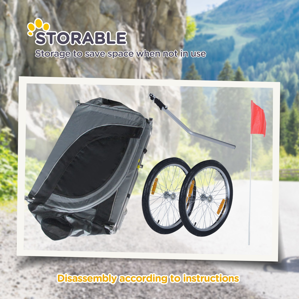 PawHut Steel Grey Pet Bicycle Trailer: Stylish, Spacious & Weather Resistant!