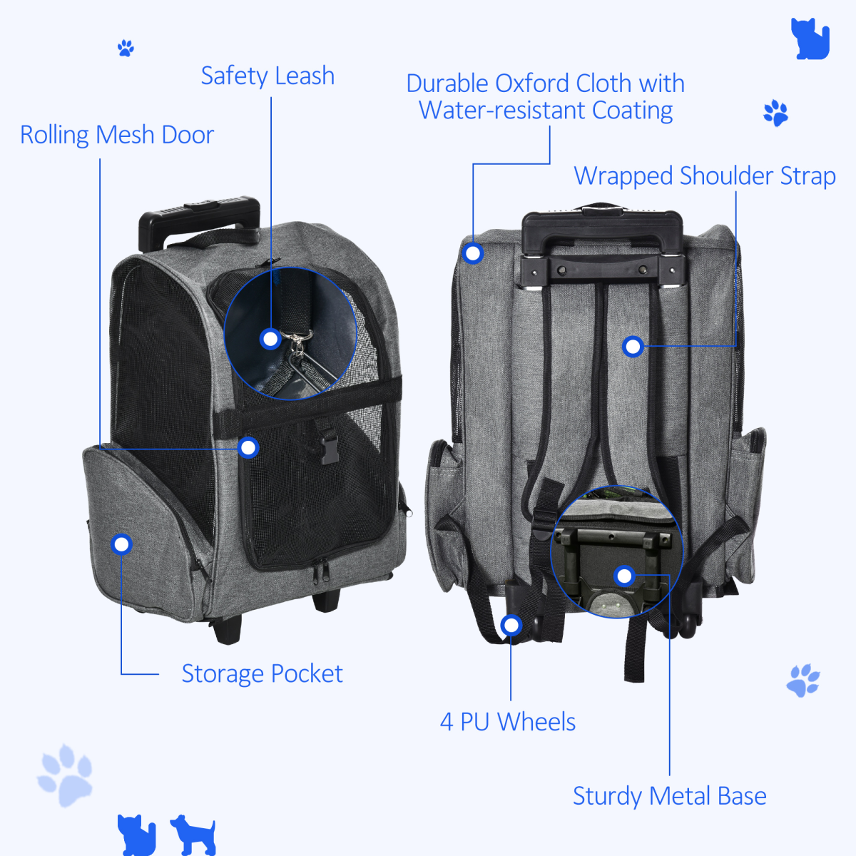Versatile Pet Travel Carrier Backpack & Trolley - Comfort on the Go!