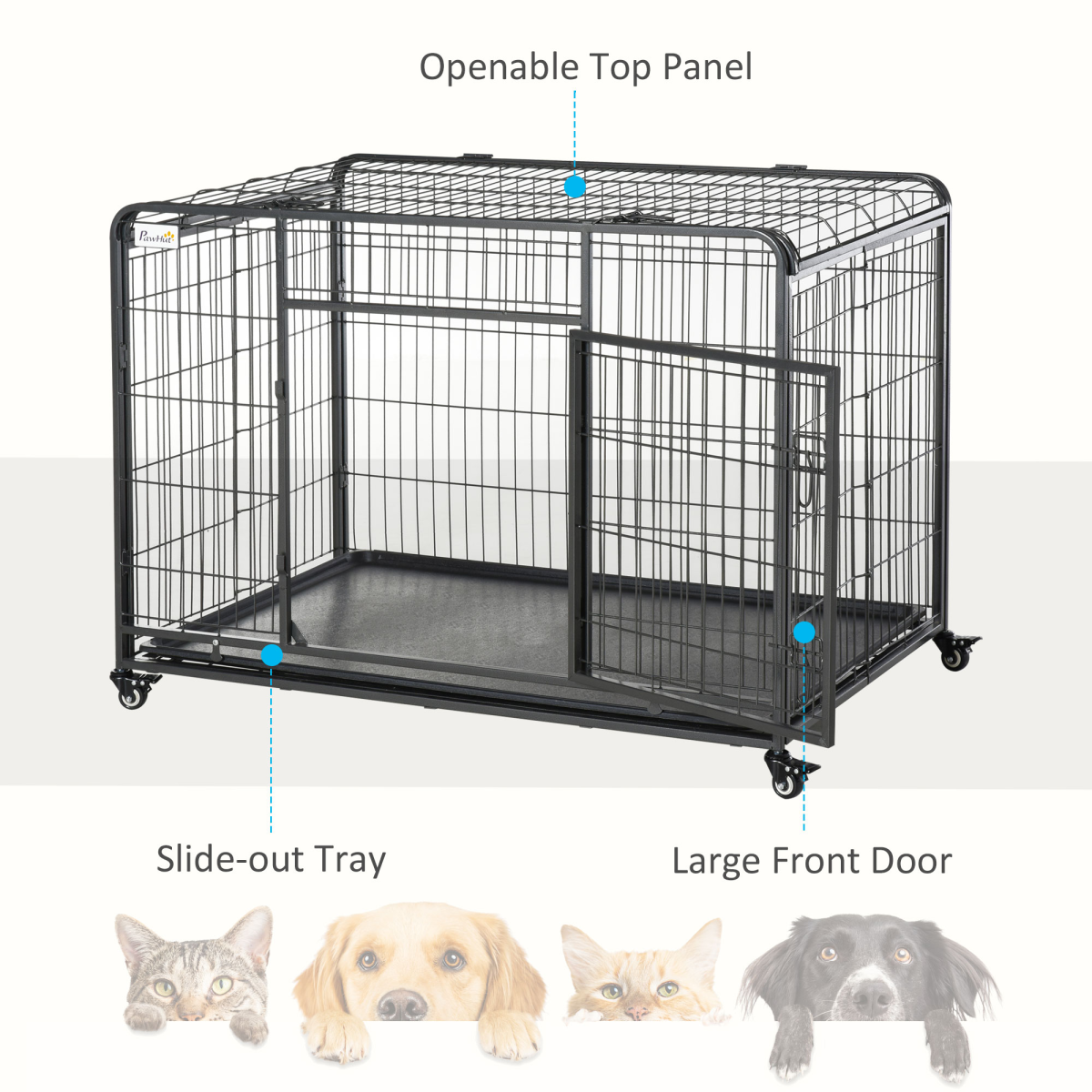 Extra Large Metal Dog Cage with Locking Door & Wheels – Ultimate Pet Safety!
