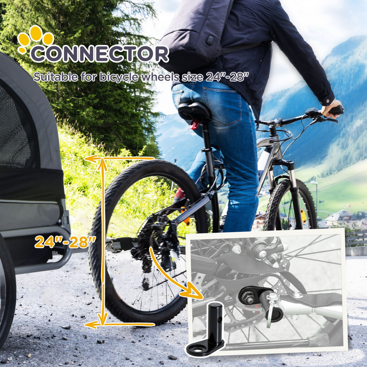 PawHut Steel Grey Pet Bicycle Trailer: Stylish, Spacious & Weather Resistant!