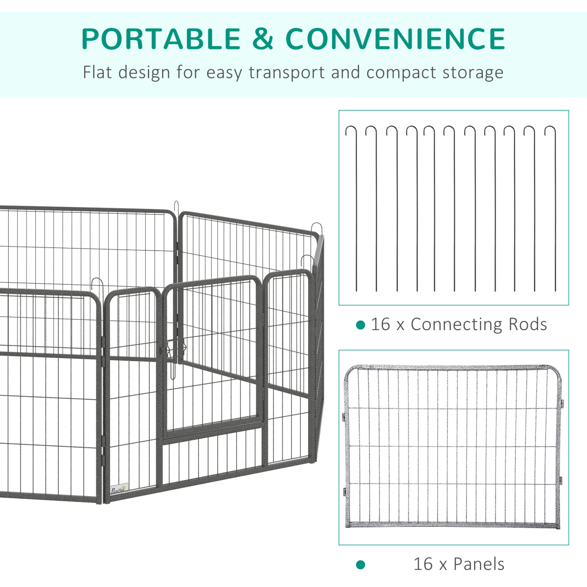 Flexible 16-Panel Heavy Duty Dog Playpen with Dual Doors - Safe & Spacious