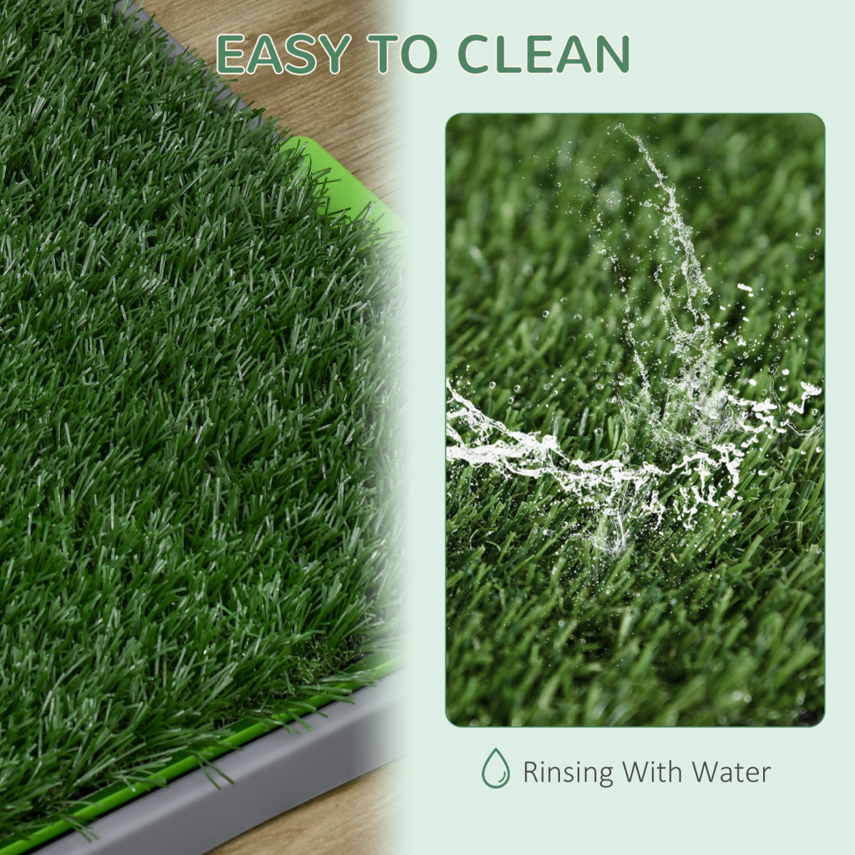 PawHut Dog Potty Grass Pad Set - Easy Clean, Indoor/Outdoor Use, 67x41cm