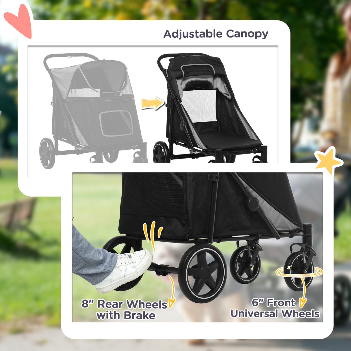 SmoothRide PawHut Dog Stroller: Foldable Carriage with Shock Absorbers & Wheels