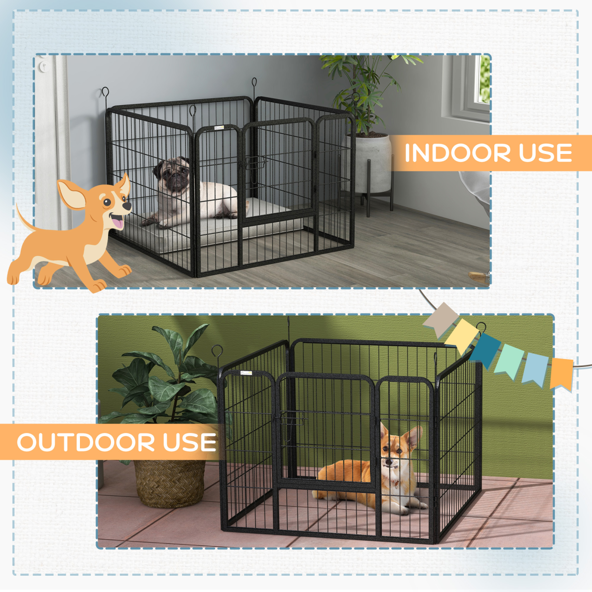 Ultimate Metal Pet Playpen: Secure Indoor/Outdoor Kennel with Lockable Door