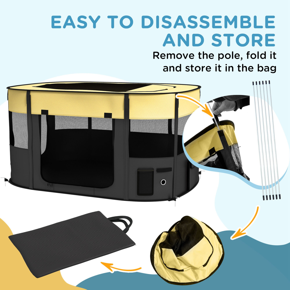 PawHut Portable Pet Playpen - Mesh Windows & Foldable Design for Easy Travel