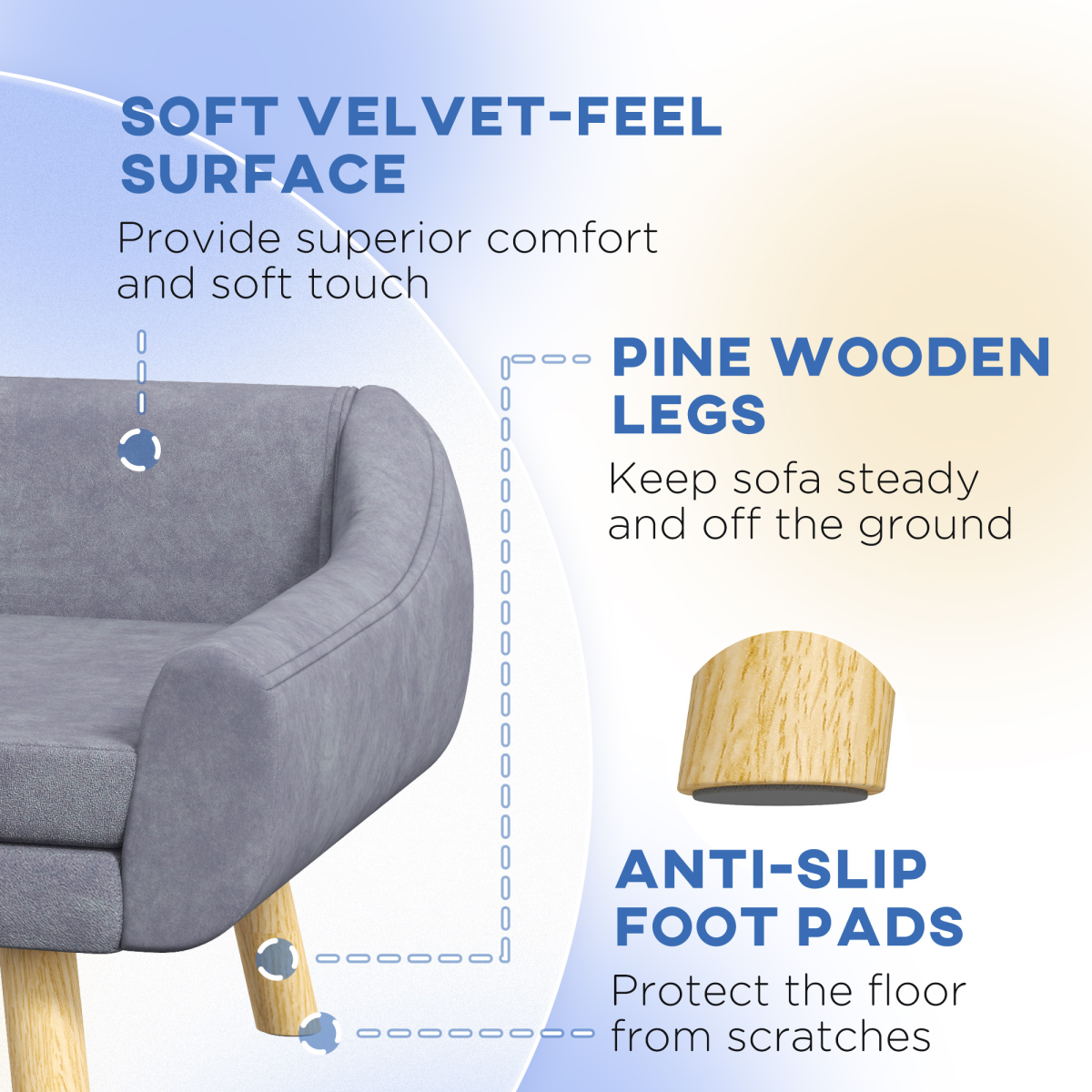 Chic PawHut Dog Sofa Bed: Cozy Cushion & Stylish Wooden Frame for Pets
