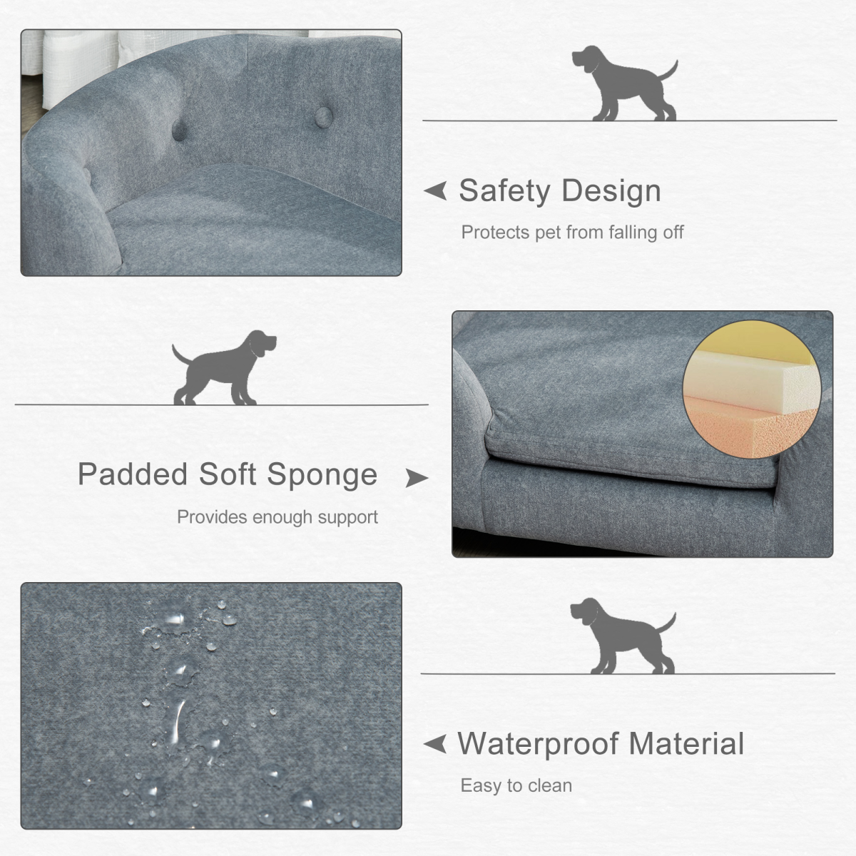 Cozy Pet Sofa for Small Dogs - Plush, Washable, Durable & Stylish Grey Design