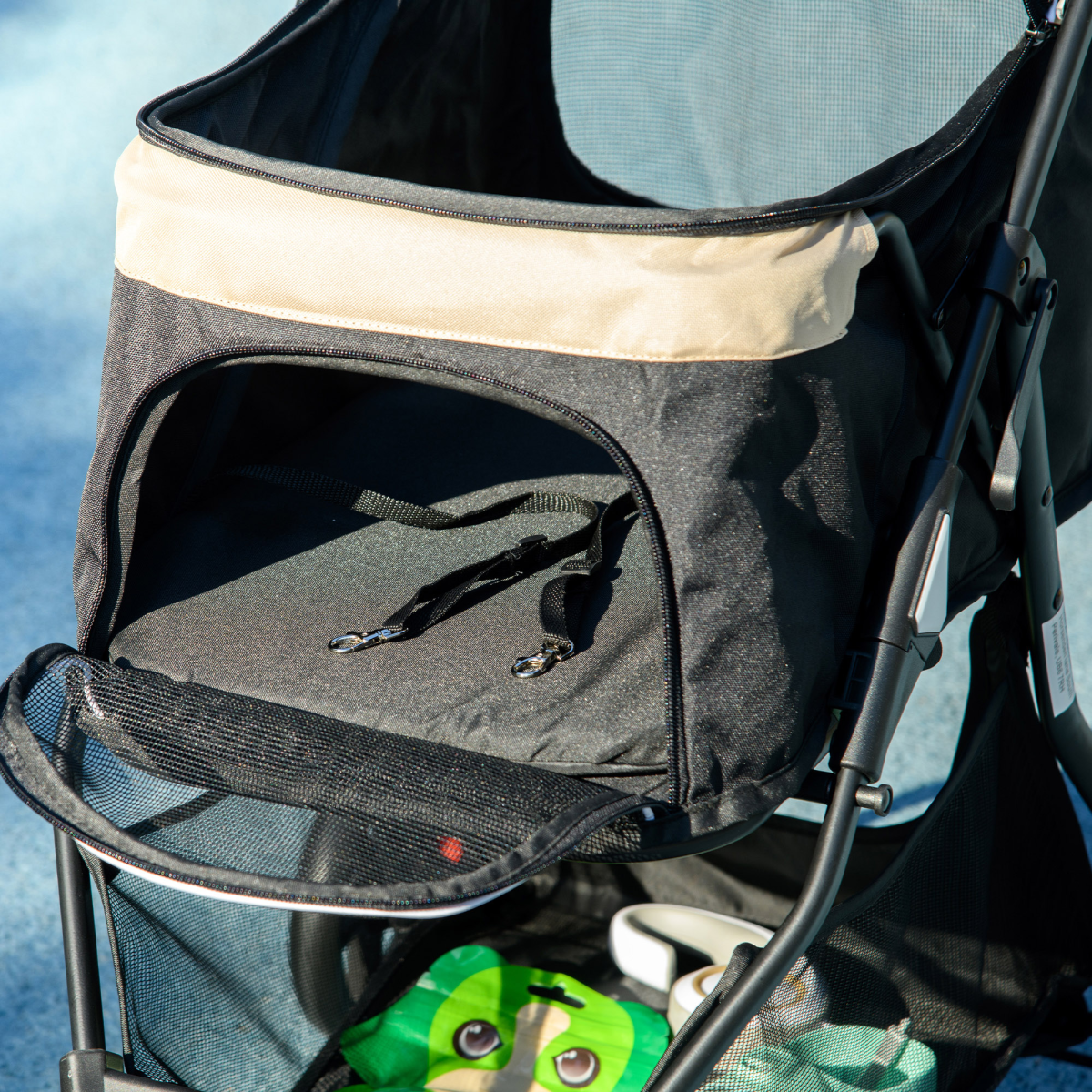 PawHut Khaki Pet Stroller with Rain Cover for Small Dogs & Cats - Adventure Ready!