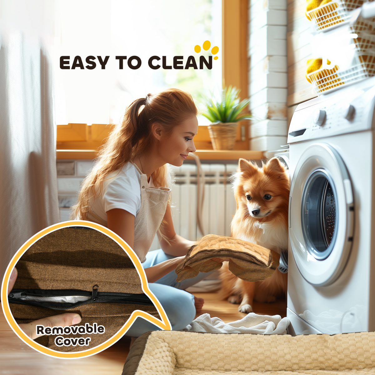 PawHut Calming Luxury Dog Bed - Plush Brown Mattress for Large Dogs & Cats