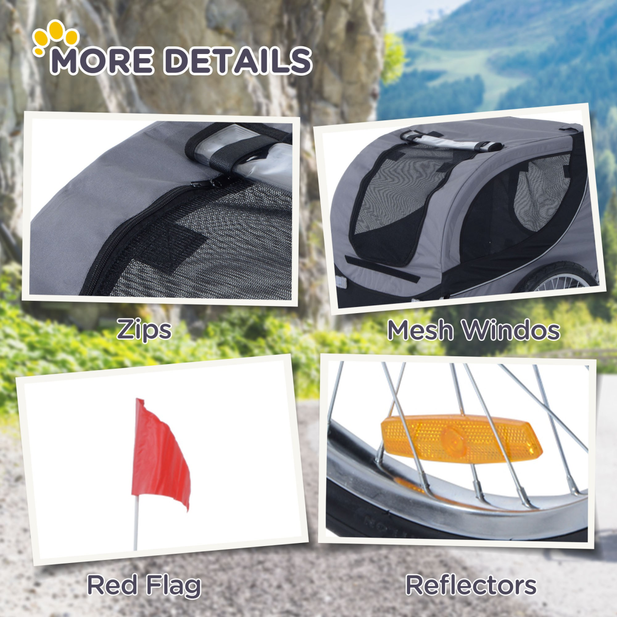 PawHut Steel Grey Pet Bicycle Trailer: Stylish, Spacious & Weather Resistant!