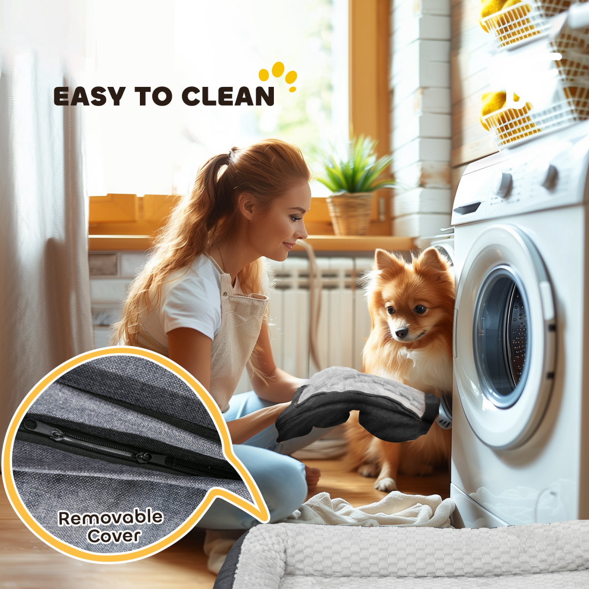 PawHut Calming Dog Bed for Large Dogs - Plush Velvet Mattress in Charcoal Grey