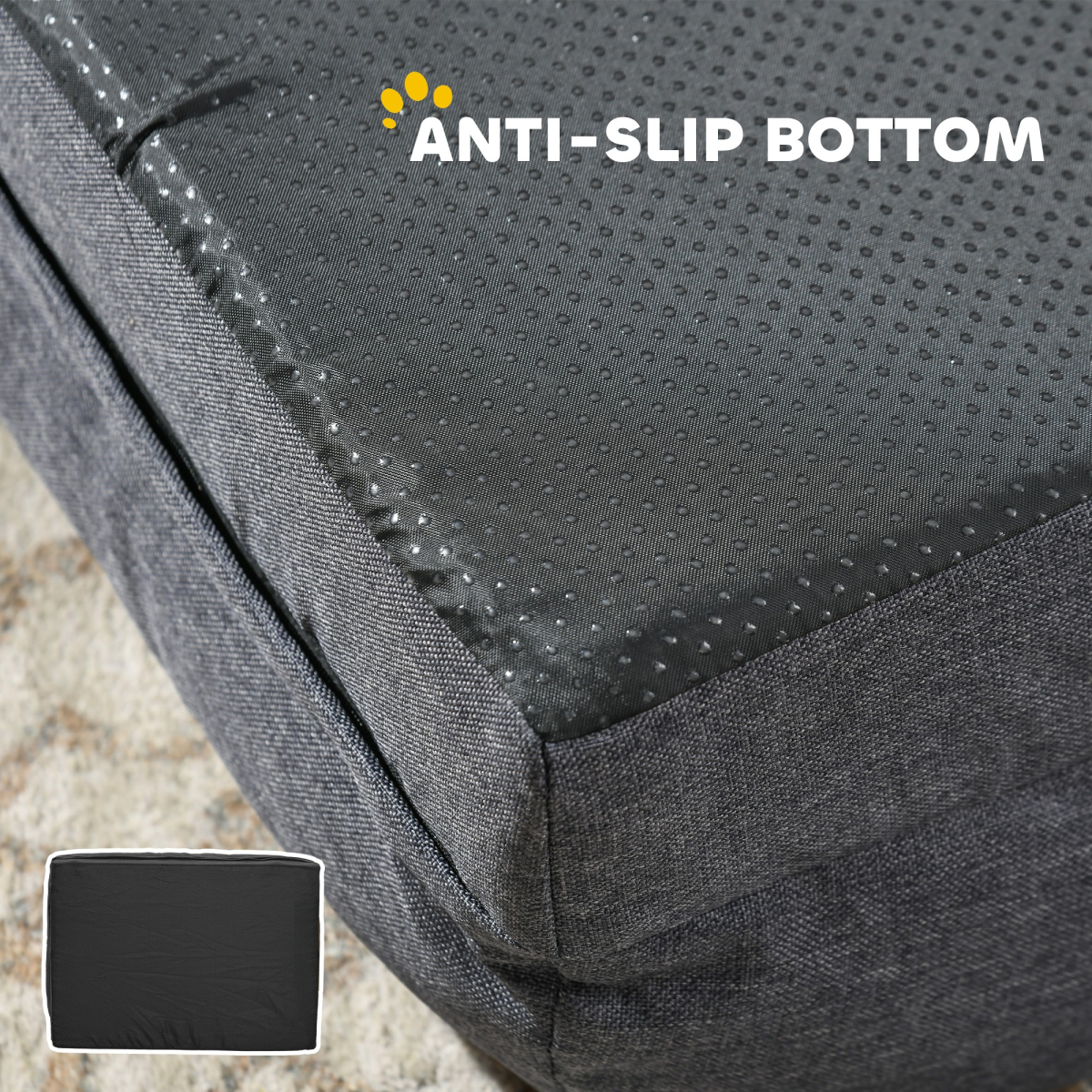 PawHut Calming Dog Bed for Large Dogs - Plush Velvet Mattress in Charcoal Grey