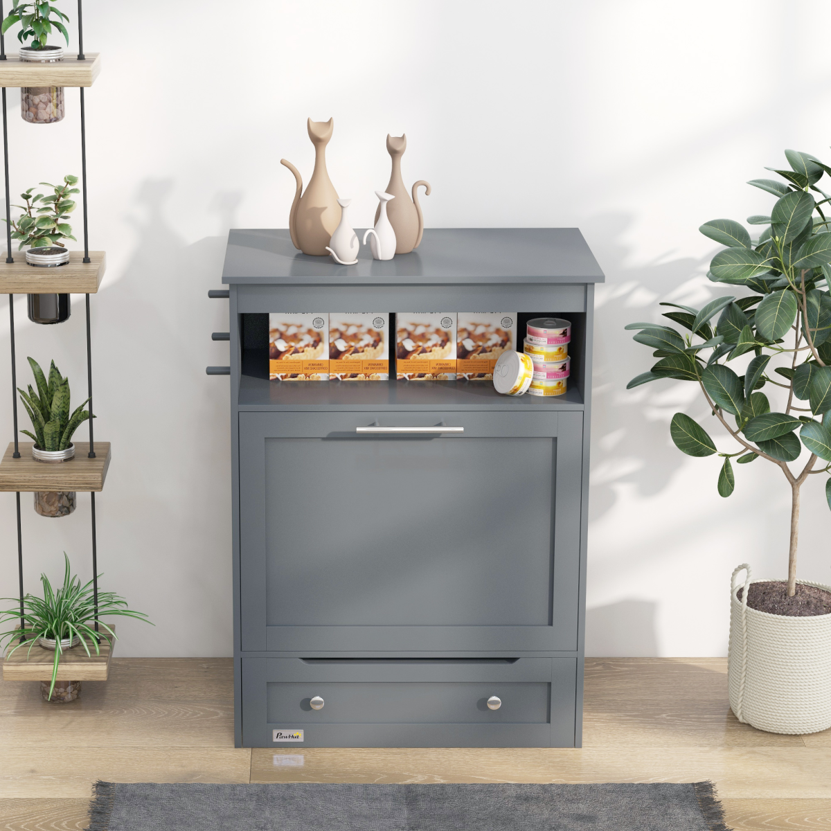 PawHut Pet Feeder Station: All-in-One Food Storage & Feeding Cabinet
