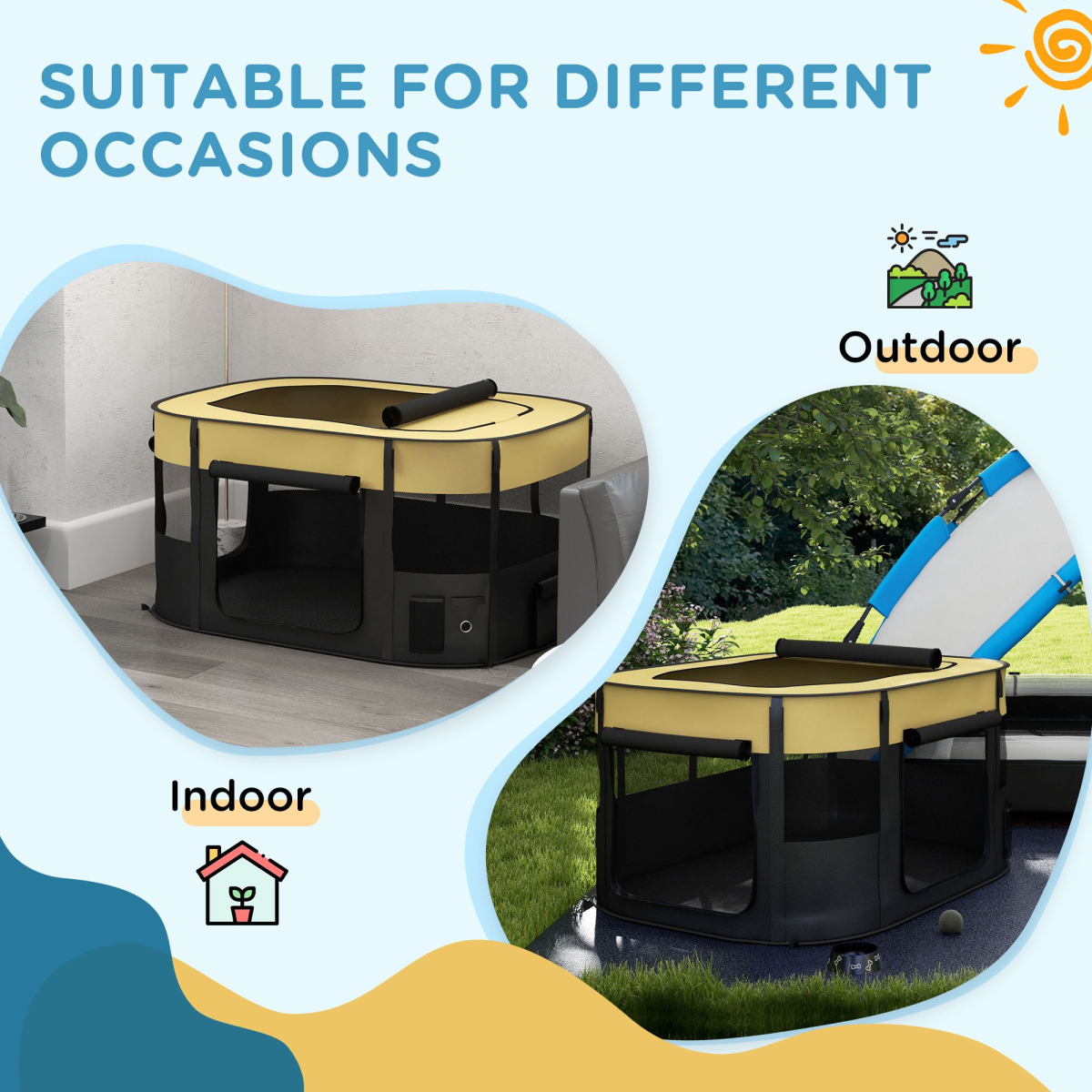 PawHut Portable Pet Playpen - Mesh Windows & Foldable Design for Easy Travel
