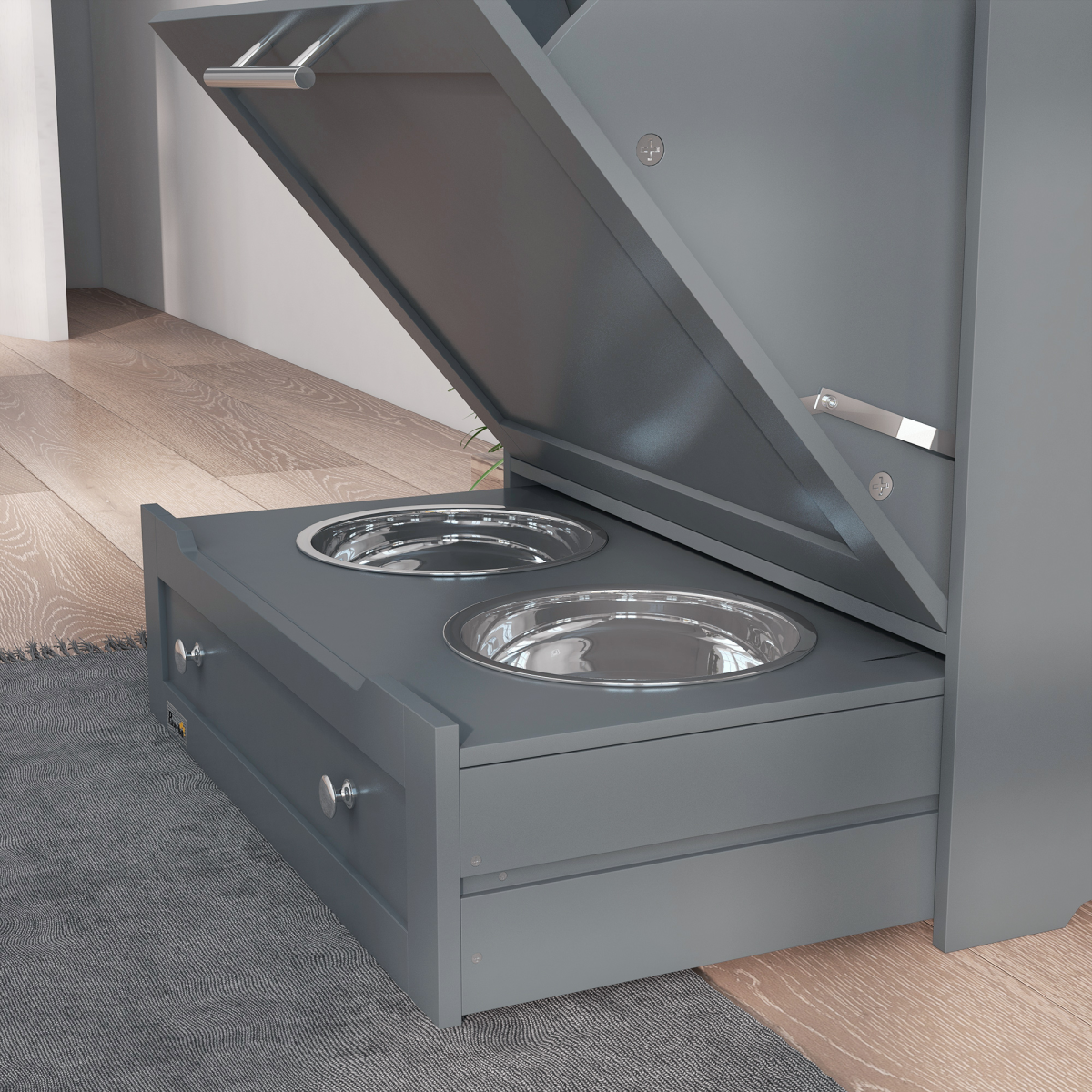 PawHut Pet Feeder Station: All-in-One Food Storage & Feeding Cabinet
