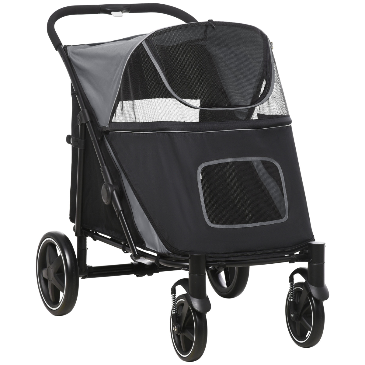 SmoothRide PawHut Dog Stroller: Foldable Carriage with Shock Absorbers & Wheels
