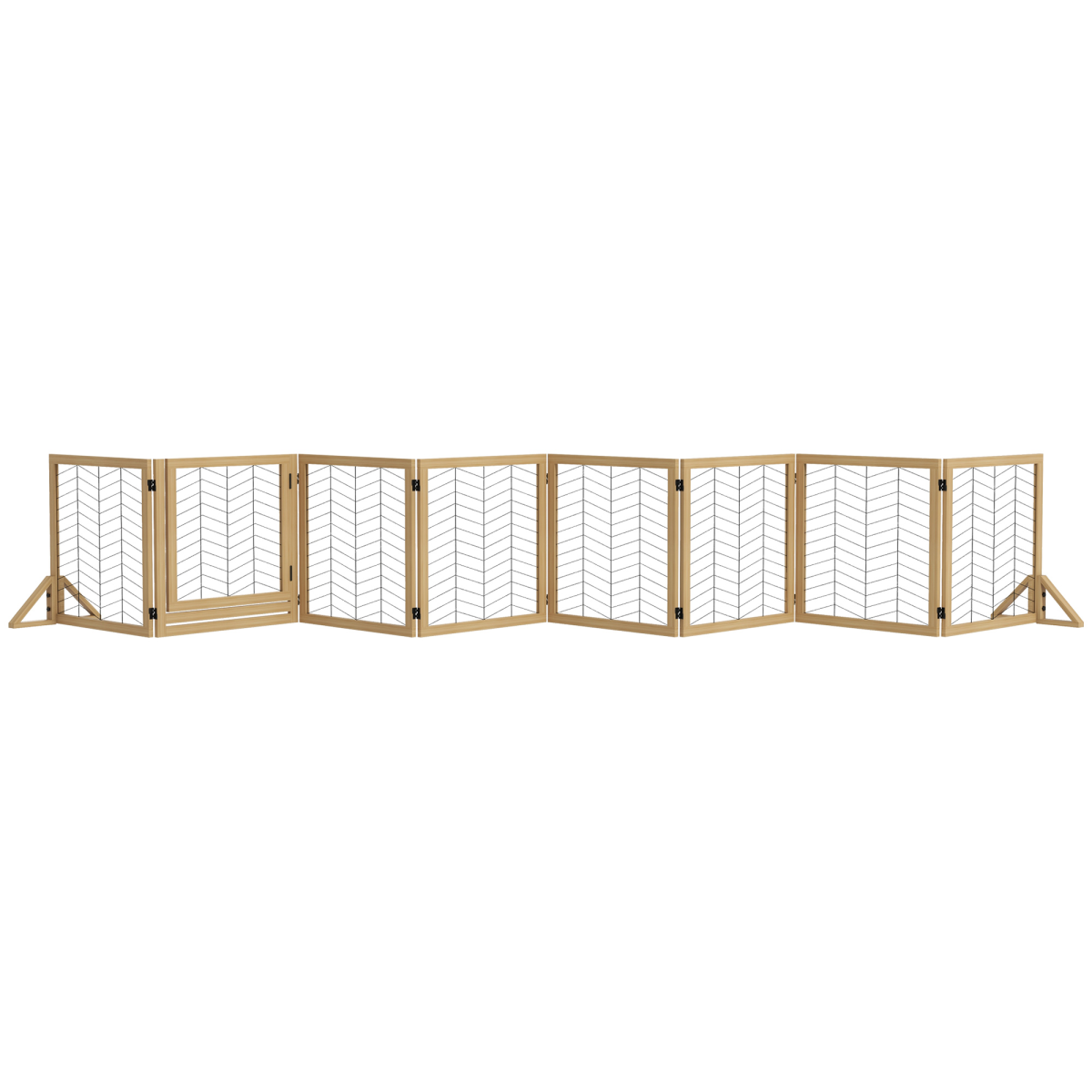 PawHut 8-Panel Stylish Dog Barrier - Natural Wood Safety Gate for Small Dogs